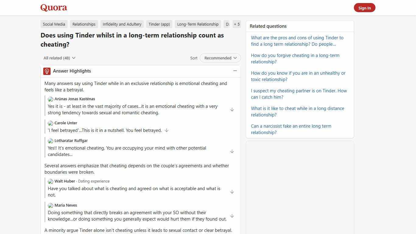 Does using Tinder whilst in a long-term relationship count as cheating? - Quora